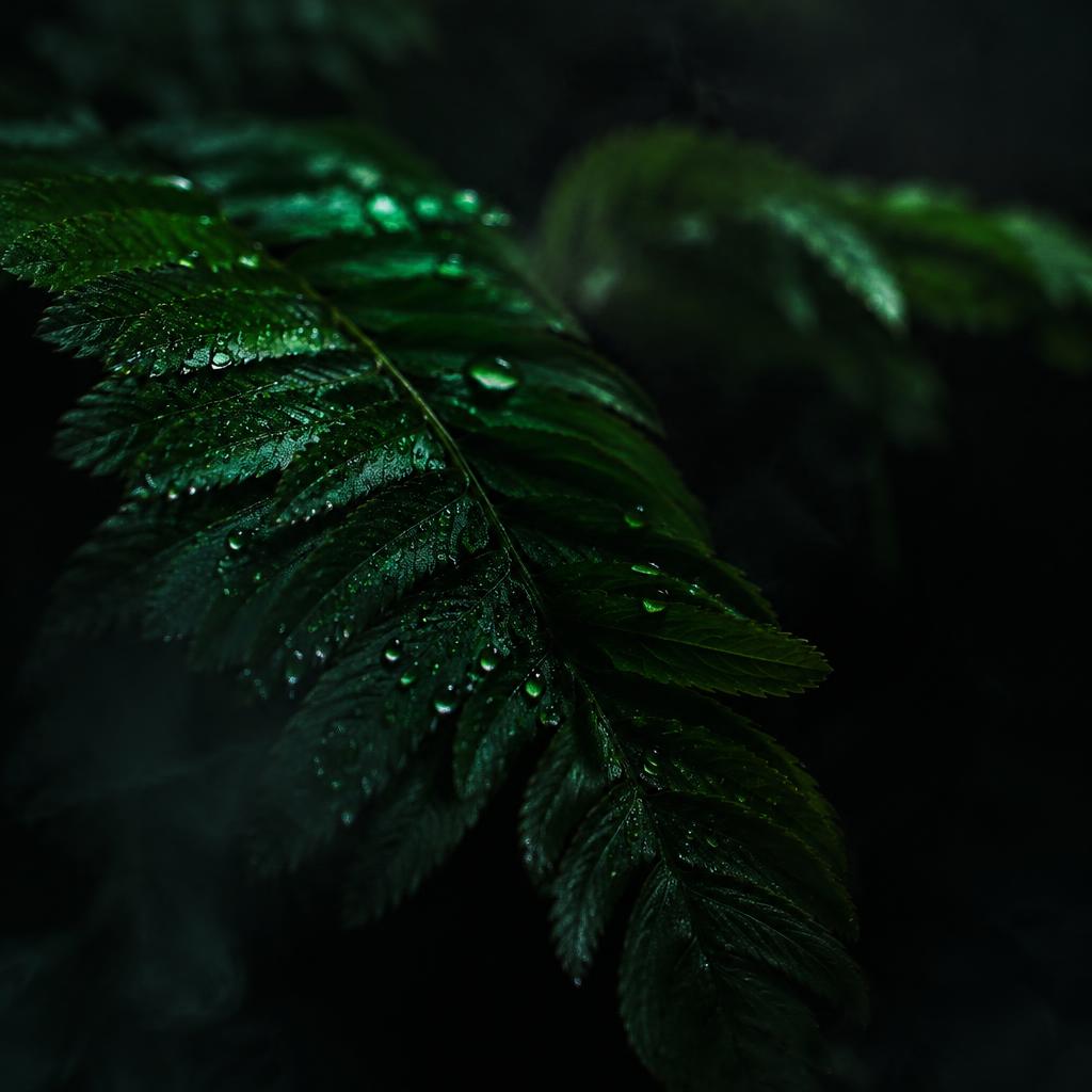 Hojas verdes cubiertas de gotas de agua